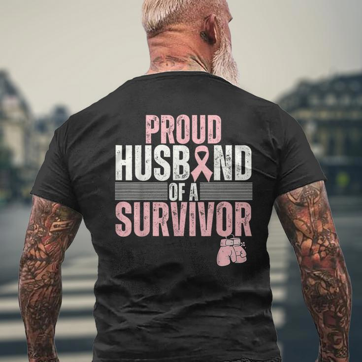 Proud Husband Of Survivor Breast Cancer Survivor Awareness Men's T-shirt Back Print Gifts for Old Men