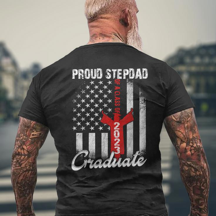 Proud Stepdad Of A Class Of 2023 Graduate Us Flag Graduation Mens Back Print T-shirt Gifts for Old Men