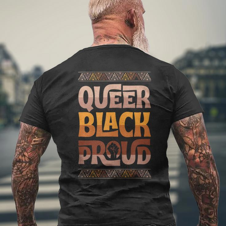 Queer Black Proud Gay Pride Blm Fist Black Lgbtq Pride Month Mens Back Print T-shirt Gifts for Old Men