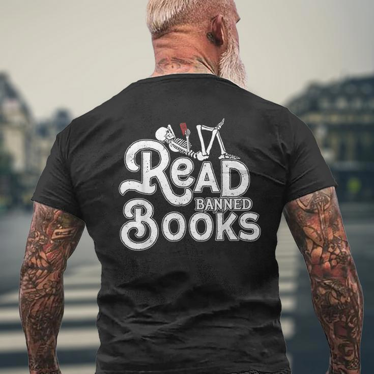 I Read Banned Books Reading Bookworm Men's Back Print T-shirt Gifts for Old Men