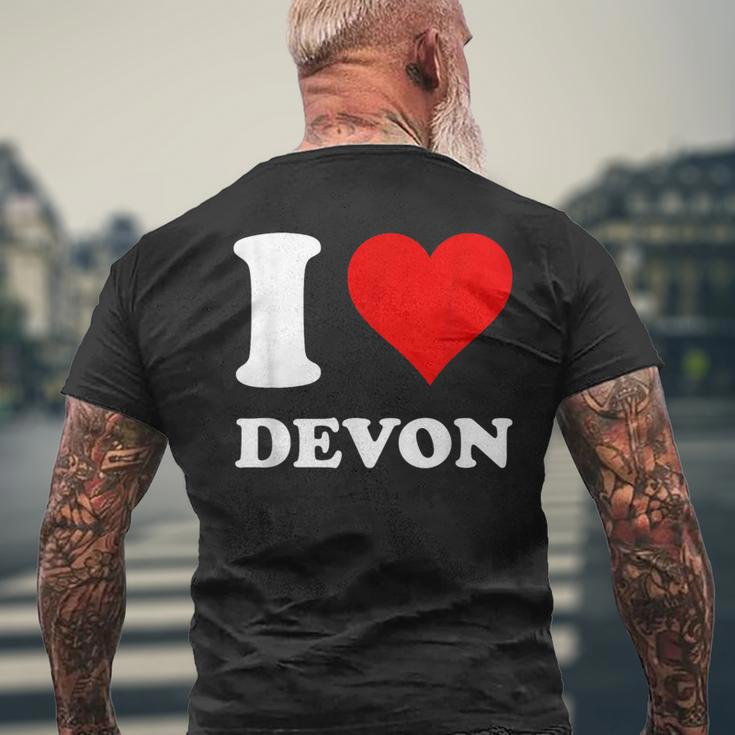 Red Heart I Love Devon Men's T-shirt Back Print Gifts for Old Men
