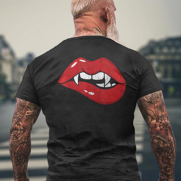 Retro Dracula Vampire Red Lips Th Bite Halloween Costume Men's T-shirt Back Print Gifts for Old Men