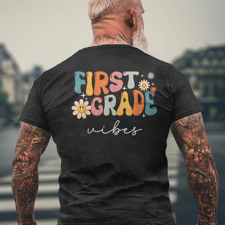 Retro First Grade Vibes 1St Grade Team First Day Of School Mens Back Print T-shirt Gifts for Old Men