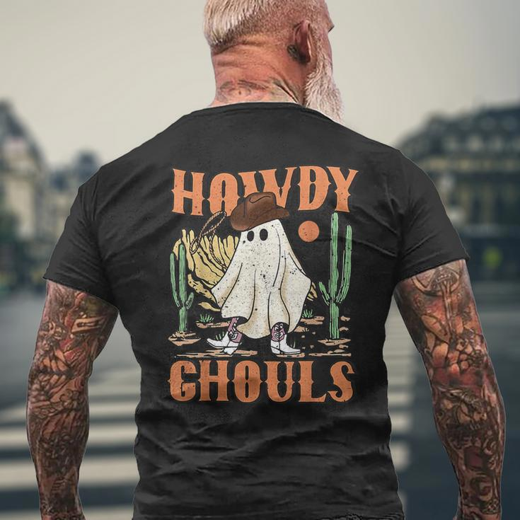 Retro Halloween Howdy Ghouls Western Boo Ghost Spooky Season Men's T-shirt Back Print Gifts for Old Men