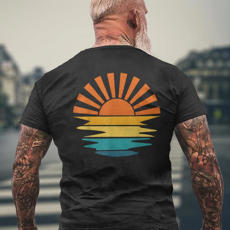 Retro Sunset Rays Wavy Vintage Retro Sunshine Sun Rays Vibes Mens Back Print T-shirt Gifts for Old Men