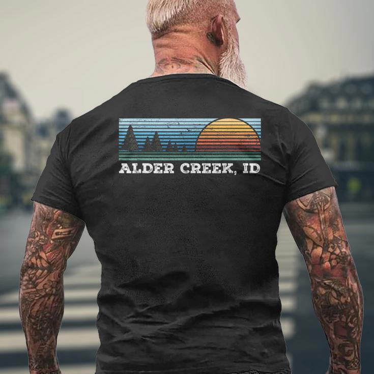 Retro Sunset Stripes Alder Creek Idaho Men's T-shirt Back Print Gifts for Old Men