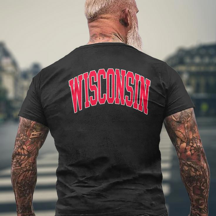 Retro Vintage Wisconsin State Distressed Souvenir Men's T-shirt Back Print Gifts for Old Men