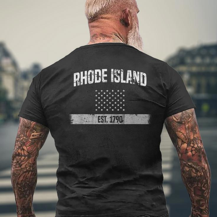 Rhode Island Pride Distressed Usa Flag Mens Back Print T-shirt Gifts for Old Men