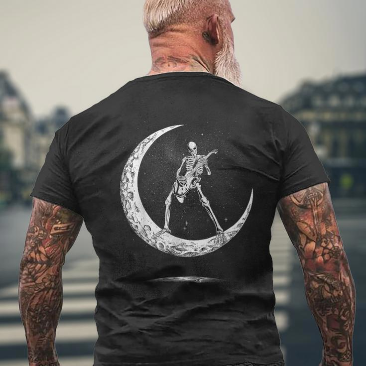 Rock On Skeleton Moon Rock And Roll Men's T-shirt Back Print Gifts for Old Men
