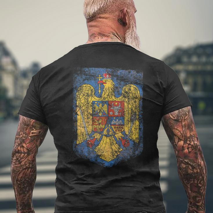 Romanian Pride Coat - Of Arms Of Romania Heritage Celtic Mens Back Print T-shirt Gifts for Old Men