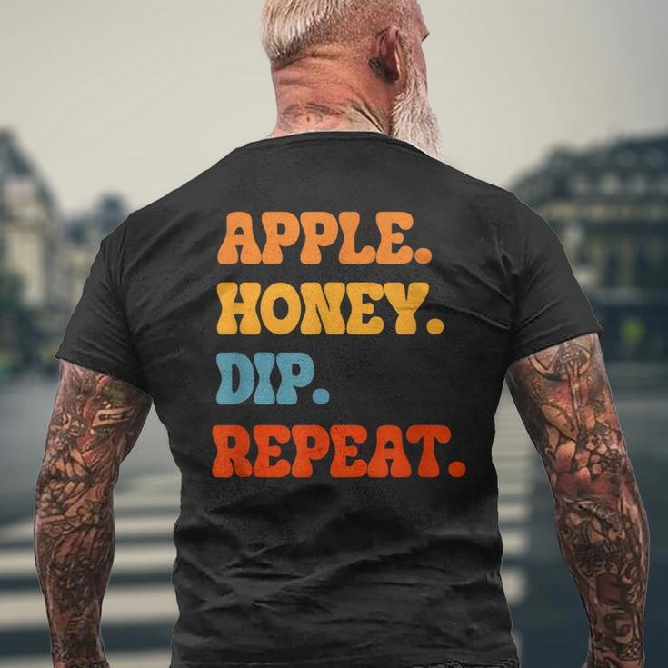 Rosh Hashanah Apple Honey Dip Repeat Jewish New Year Shofar Men's T-shirt Back Print Gifts for Old Men
