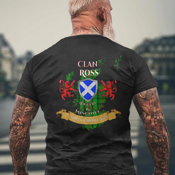 Ross Scottish Family Clan Middle Ages Mischief Mens Back Print T-shirt Gifts for Old Men