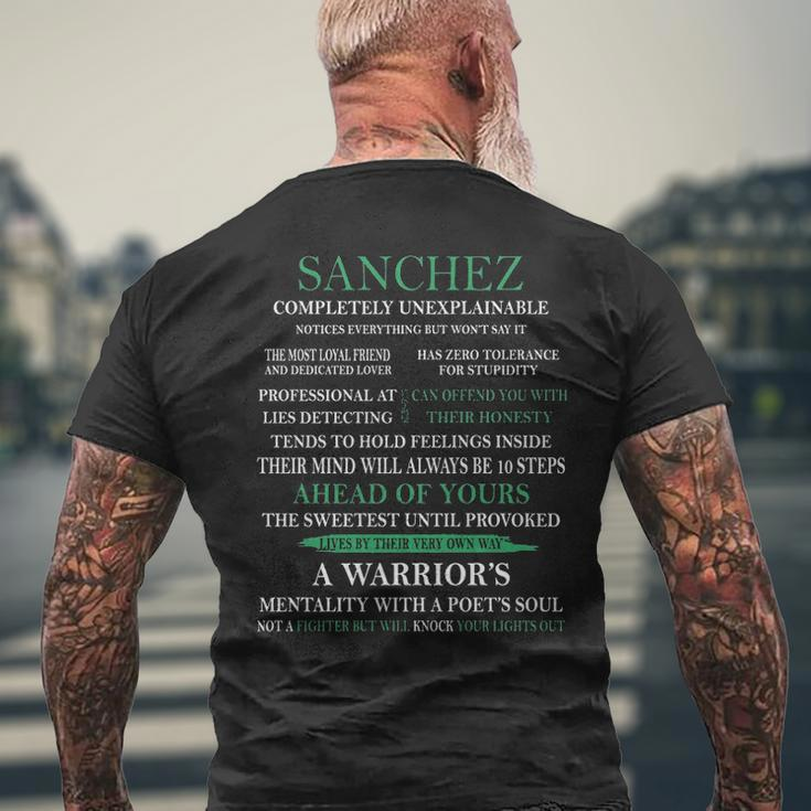 Sanchez Name Gift Sanchez Completely Unexplainable Mens Back Print T-shirt Gifts for Old Men