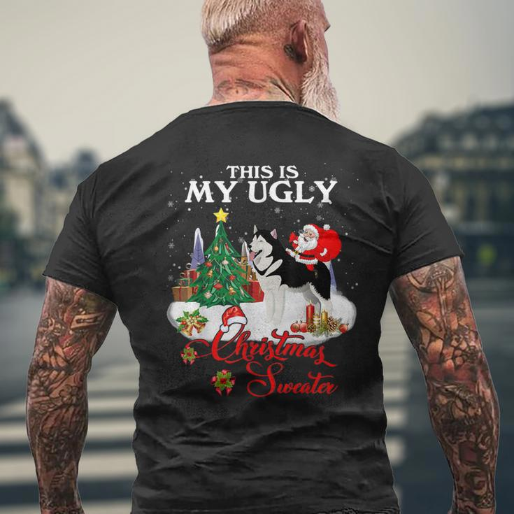Santa Riding Alaskan This Is My Ugly Christmas Sweater Men's T-shirt Back Print Gifts for Old Men