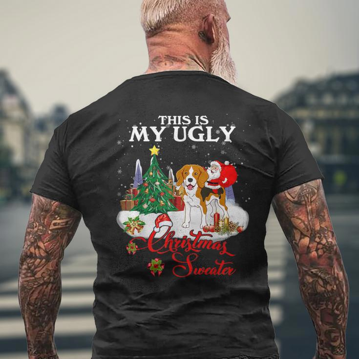 Santa Riding Beagle This Is My Ugly Christmas Sweater Men's T-shirt Back Print Gifts for Old Men