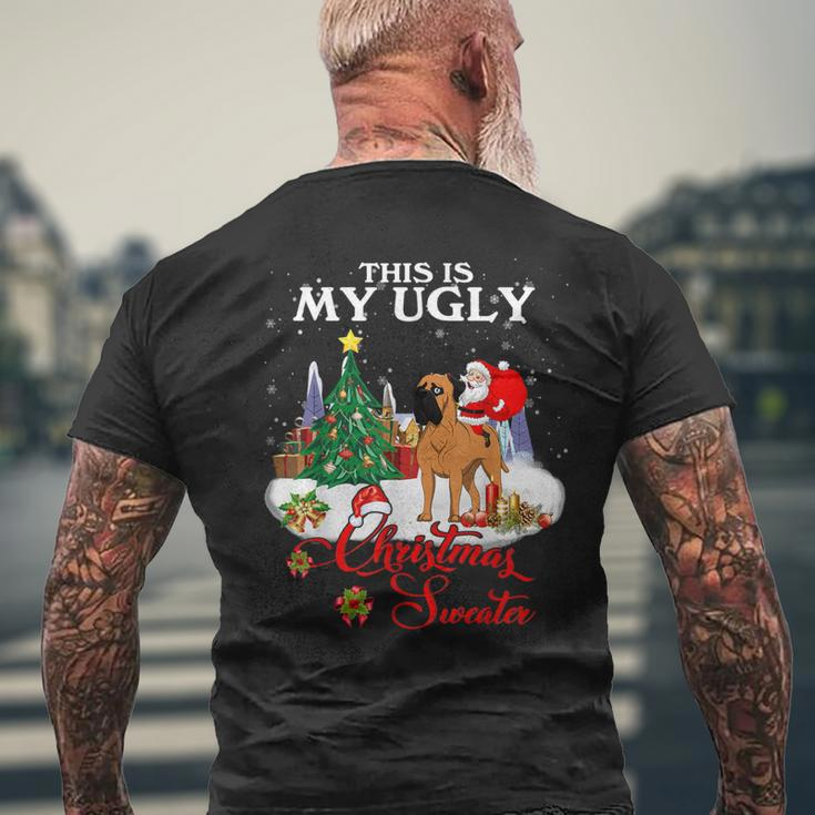 Santa Riding Bullmastiff This Is My Ugly Christmas Sweater Men's T-shirt Back Print Gifts for Old Men