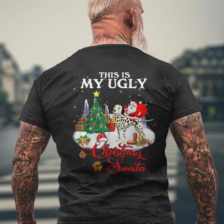Santa Riding Dalmatian This Is My Ugly Christmas Sweater Men's T-shirt Back Print Gifts for Old Men
