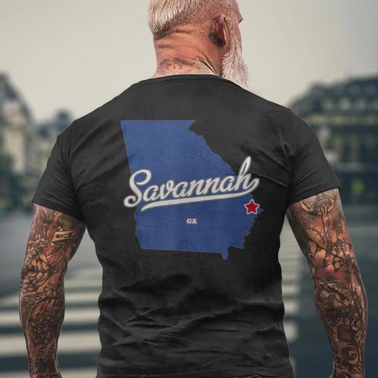 Savannah Georgia Ga Map Men's T-shirt Back Print Gifts for Old Men