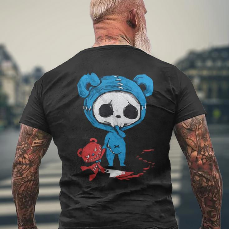 Scary Skeleton With Bloody Voodoo Doll Bear Fairy Grunge Alt Men's T-shirt Back Print Gifts for Old Men