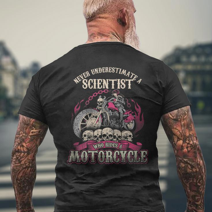 Scientist Biker Chick Never Underestimate Motorcycle Men's T-shirt Back Print Gifts for Old Men