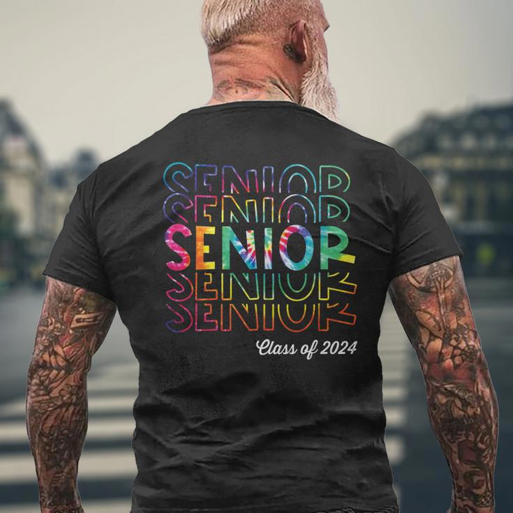Senior 2024 Retro Tye Dye 2024 High School Graduate Class Men's Back Print T-shirt Gifts for Old Men