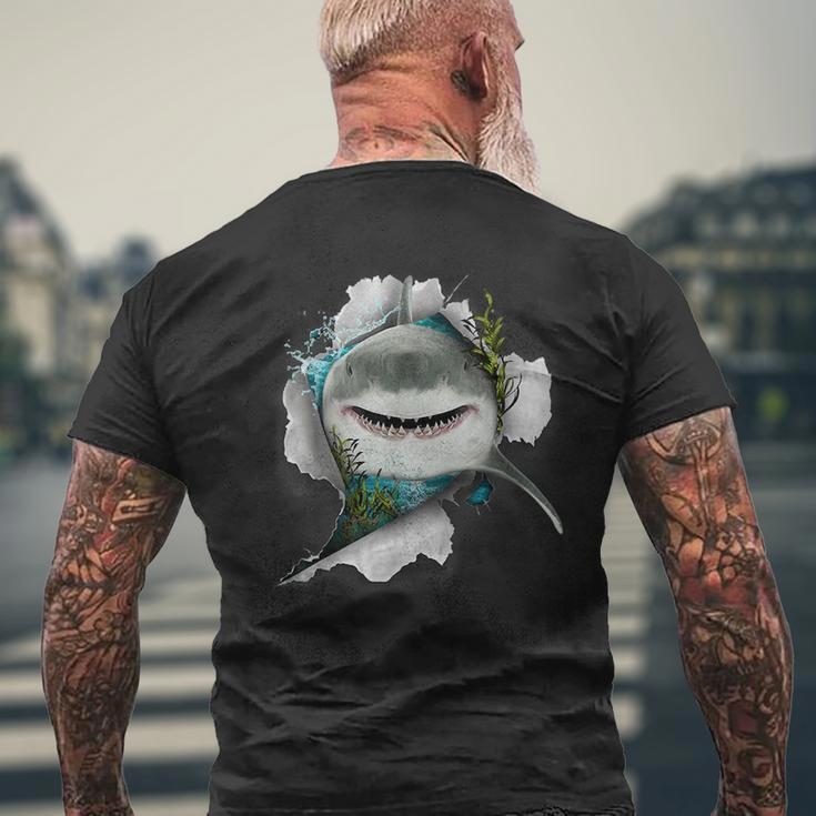 Shark Great White Shark Deep Sea Fishing Funny Shark Mens Back Print T-shirt Gifts for Old Men