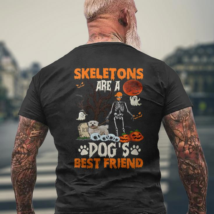 Skeletons Bichon Frise Is Friends Funny Halloween Costume Mens Back Print T-shirt Gifts for Old Men