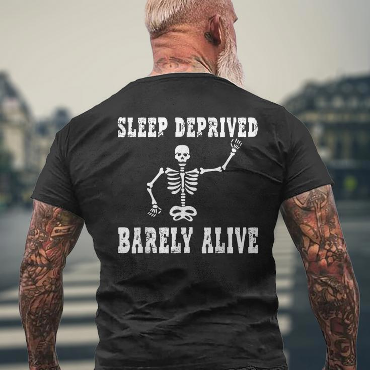 Sleep Deprived Barley Alive Skeleton Men's T-shirt Back Print Gifts for Old Men