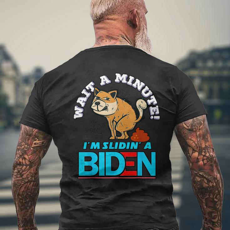 Slidin Biden Funny Dog Trump Political Sarcasm Mens Back Print T-shirt Gifts for Old Men