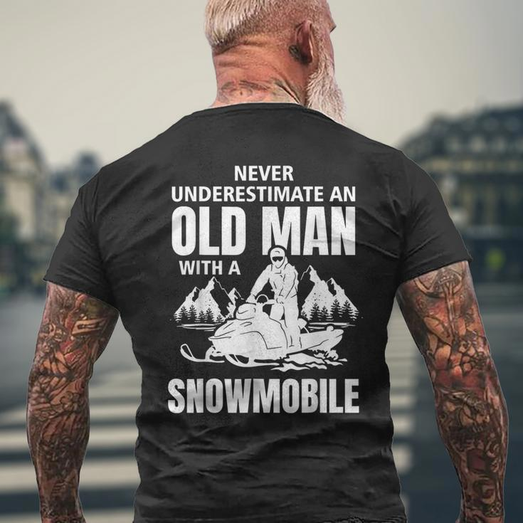 Snowmobile Never Underestimate With An Oldman Winter Sports Men's T-shirt Back Print Gifts for Old Men