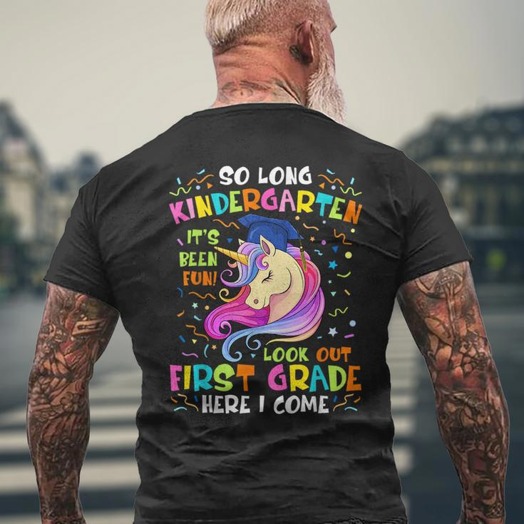 So Long Kindergarten Look Out 1St Grade Here I Come Unicorn Mens Back Print T-shirt Gifts for Old Men