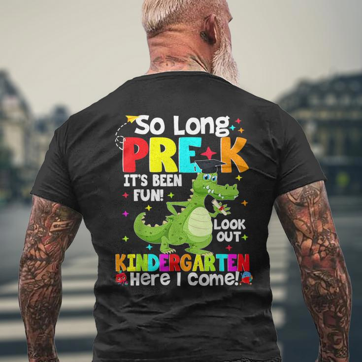 So Long Prek Kindergarten Here I Come Dinosaur Graduation Mens Back Print T-shirt Gifts for Old Men