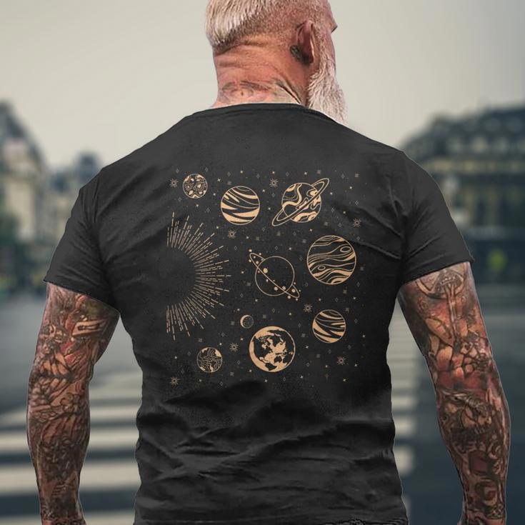 Solar System Planets Space Science Galaxy Astrology Universe Mens Back Print T-shirt Gifts for Old Men