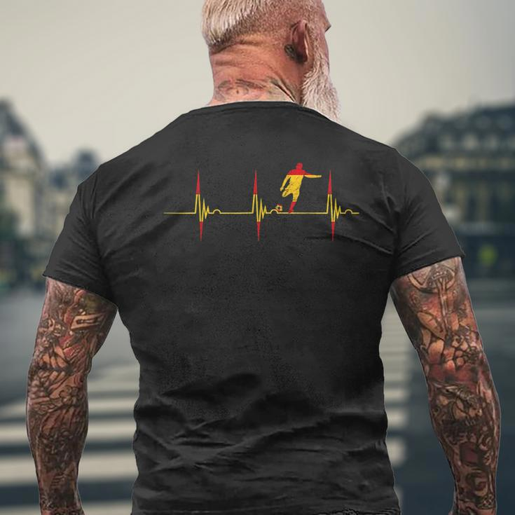 Spain Soccer Player Heartbeat Ekg Pulse Espana Spanish Pride Mens Back Print T-shirt Gifts for Old Men