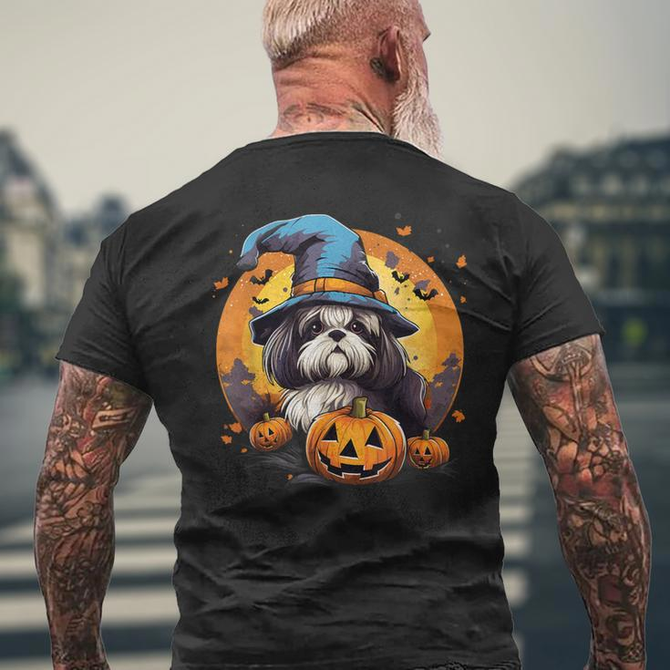 Spooky Shih Tzu Dog Witch Halloween Men's T-shirt Back Print Gifts for Old Men