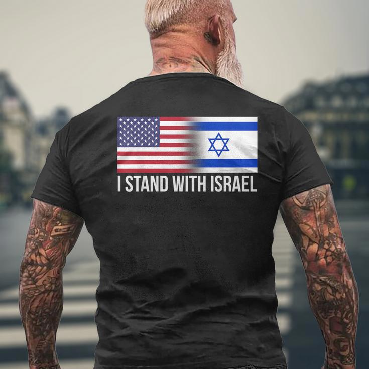I Stand With Israel Usa Israeli Flag Jewish Men's T-shirt Back Print Gifts for Old Men