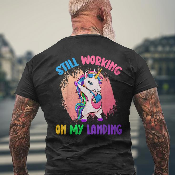 Still Working On My Landing Unicorn Mystical Unicorns Mens Back Print T-shirt Gifts for Old Men