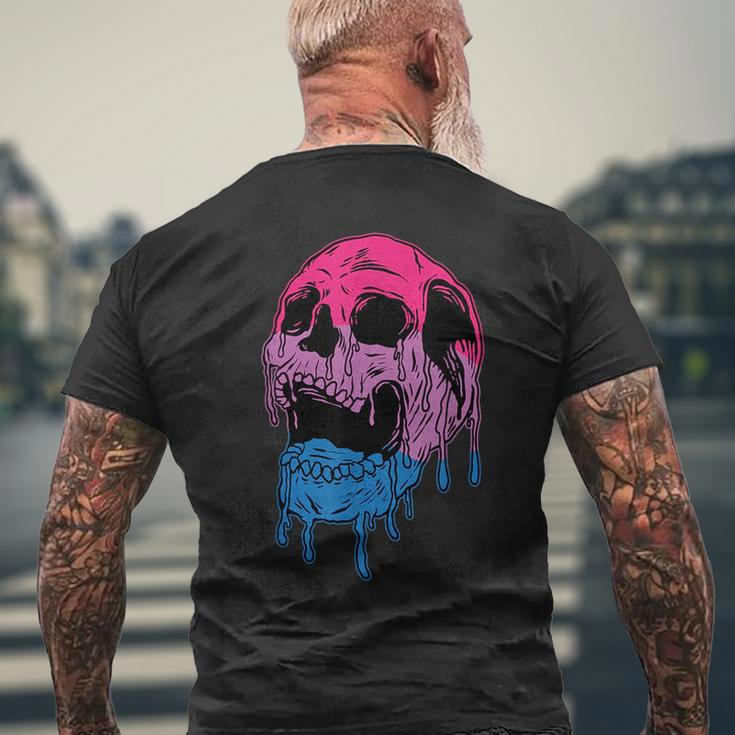 Subtle Bisexual Skull Bi Pride Flag Bisexuality Mens Back Print T-shirt Gifts for Old Men