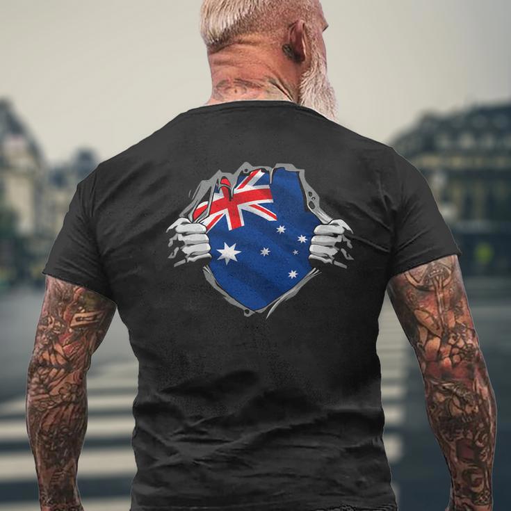 Superhero Australia Flag Aussie Hands Opening Shirt Chest Mens Back Print T-shirt Gifts for Old Men