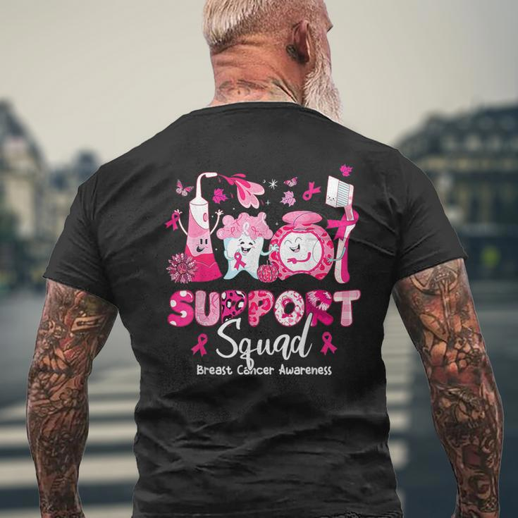 Support Squad Tooth Dental Breast Cancer Awareness Dentist Men's T-shirt Back Print Gifts for Old Men