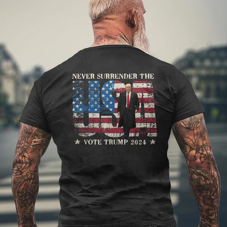 Never Surrender The Usa Grunge Vote Trump 2024 Men's T-shirt Back Print Gifts for Old Men