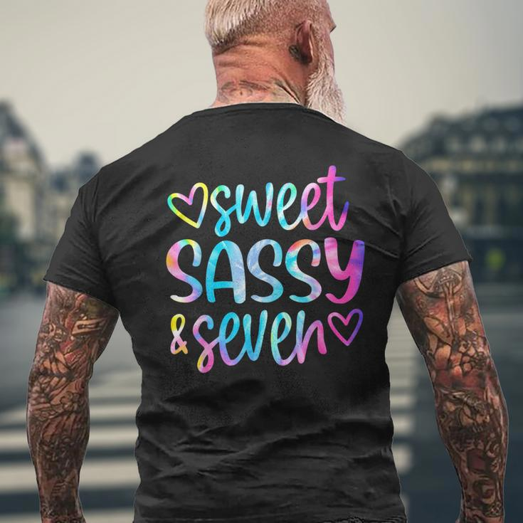 Sweet Sassy And Seven Girls Birthday Tie Dye 7 Year Old Kids Mens Back Print T-shirt Gifts for Old Men