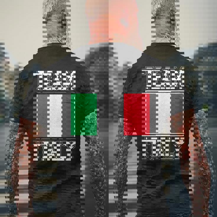 Team Italy Print Italian National Country Flag Italy Mens Back Print T-shirt Gifts for Old Men