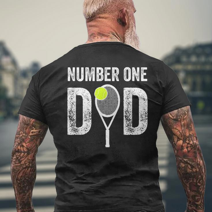 Tennis Dad Number One Daddy With Tennis Sayings Men's Back Print T-shirt Gifts for Old Men