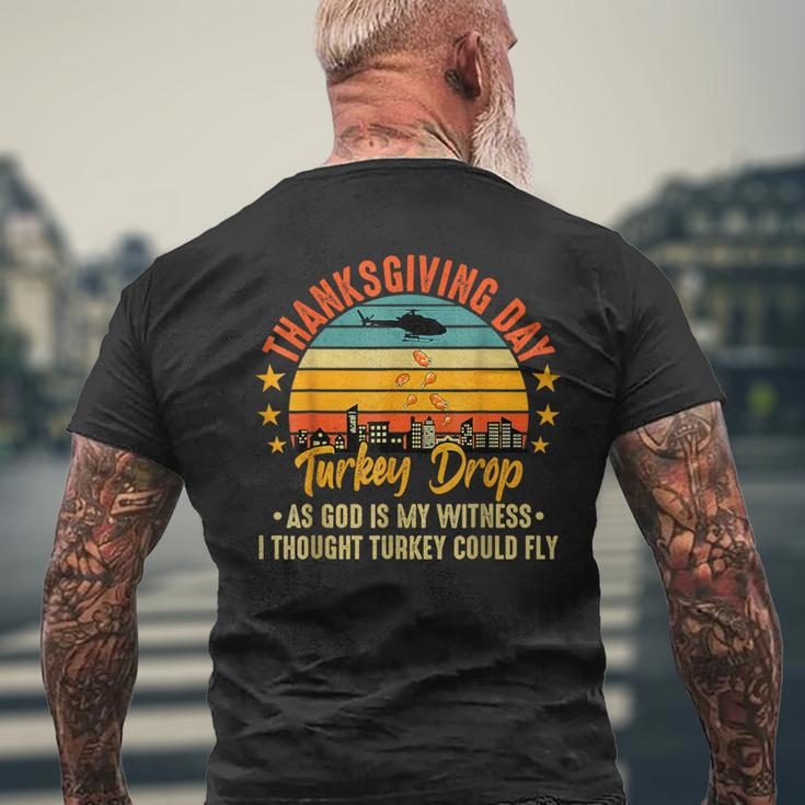 Thanksgiving Day Turkey Drop Vintage Retro Men's T-shirt Back Print Gifts for Old Men