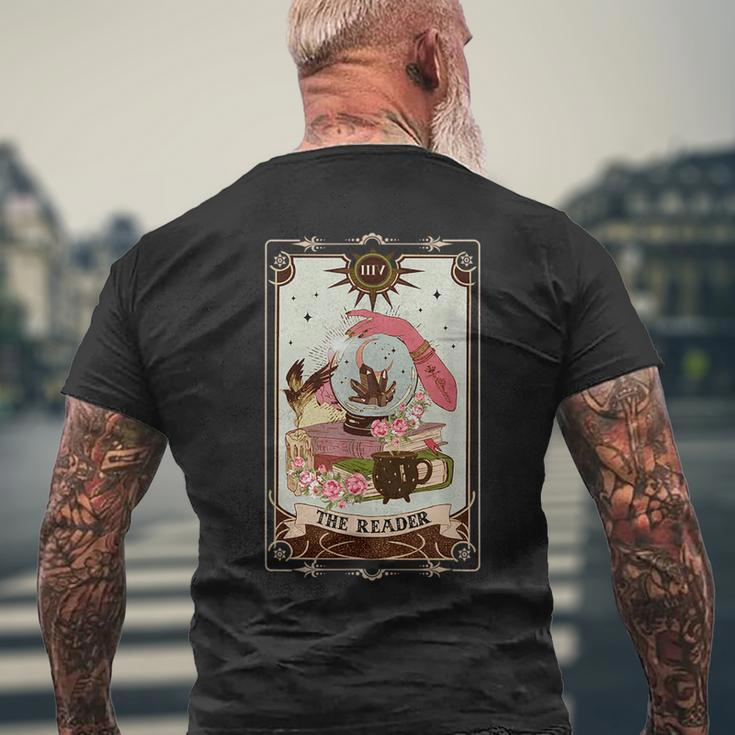 The Reader Tarot Card Witch Vibes Reading Bookworm Bookish Mens Back Print T-shirt Gifts for Old Men