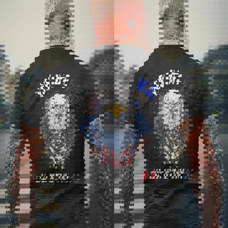 They Hate Us Cuz They Aint Us 4Th Of July Eagle Of Freedom Mens Back Print T-shirt Gifts for Old Men