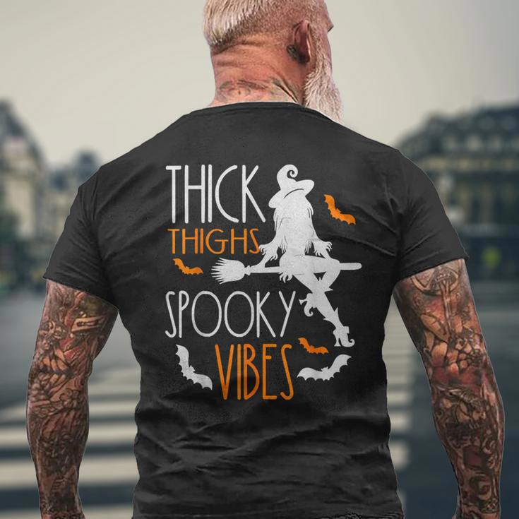 Thick Thighs Spooky Vibes Pretty Eyes Witch Halloween Party Men's T-shirt Back Print Gifts for Old Men