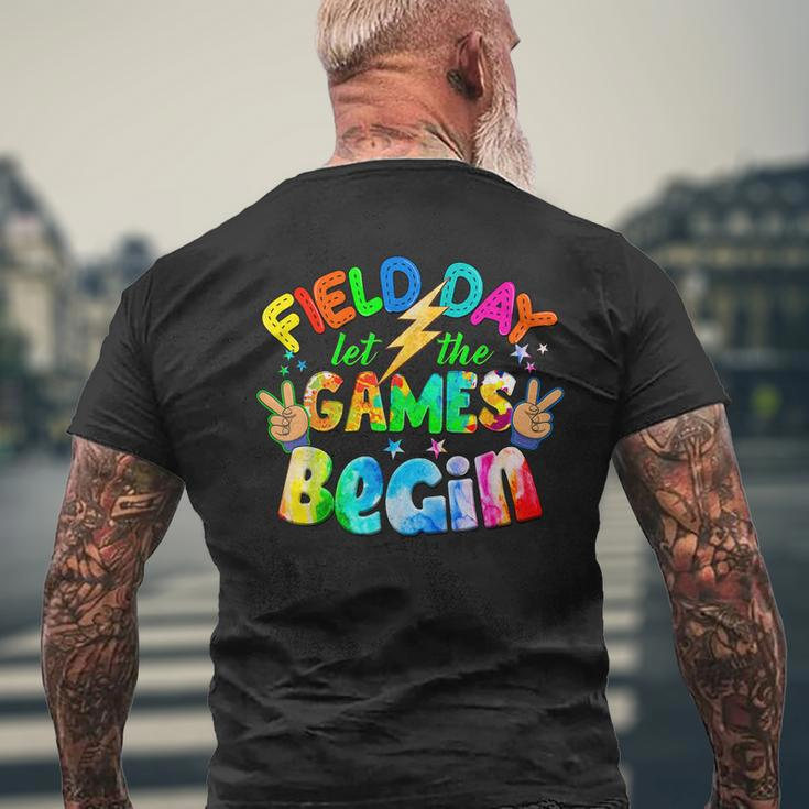 Tie Dye Let The Games Begin Retro Field Day 2023 Men's Back Print T-shirt Gifts for Old Men