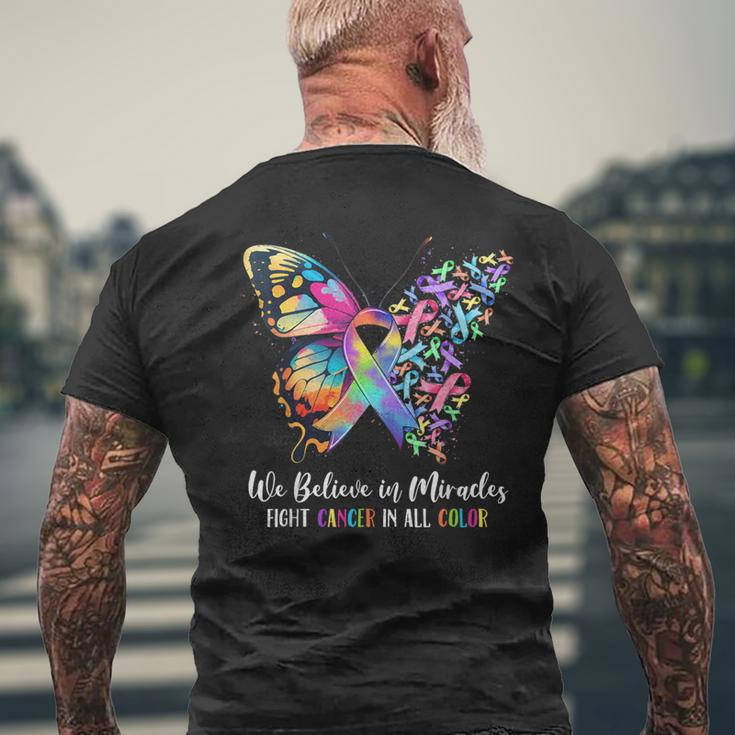 Together Believe In Miracles Fight Cancer In All Color Men's T-shirt Back Print Gifts for Old Men